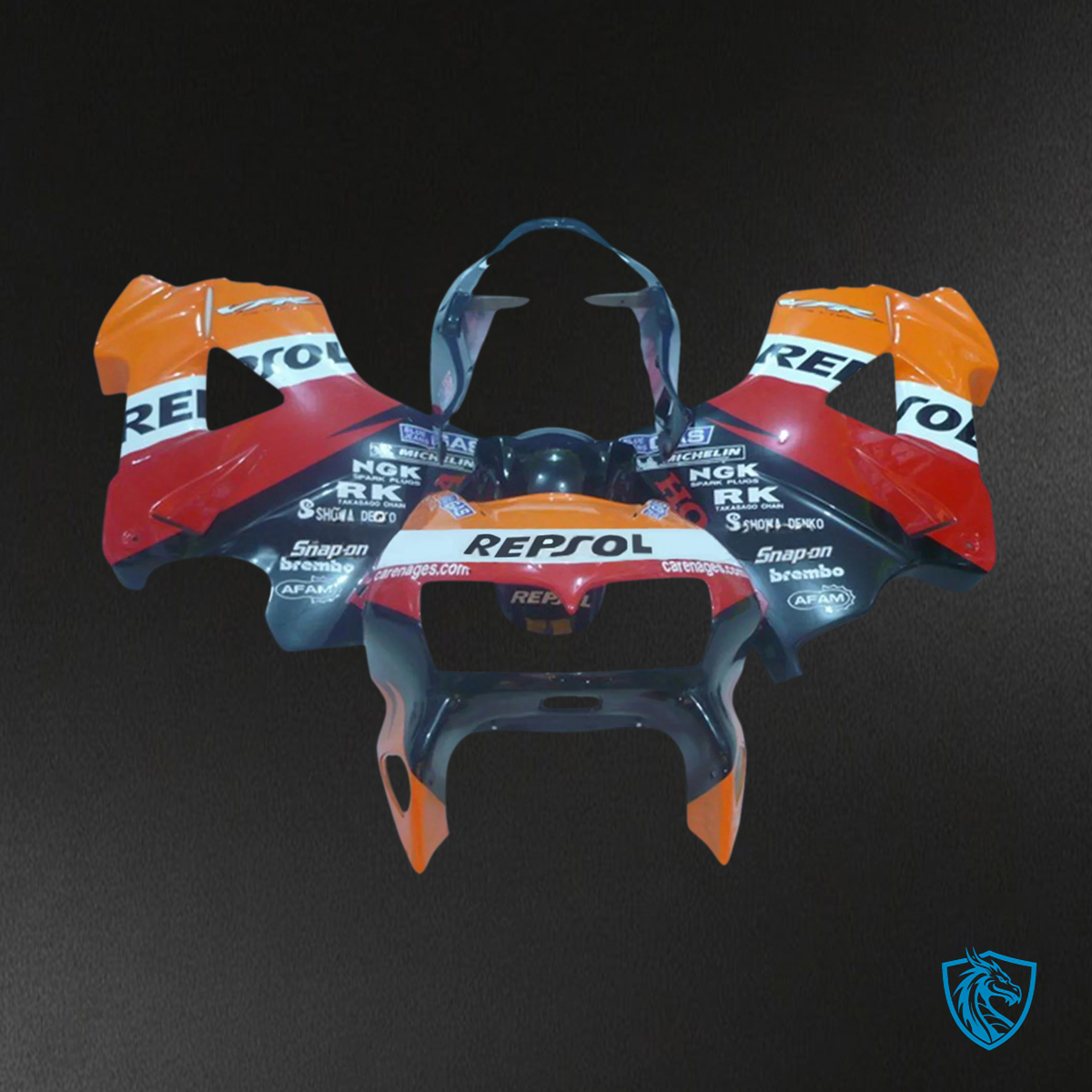 Honda VFR800 (1998-2001) Red & Orange Repsol ABS Fairing Kit - Side View Left