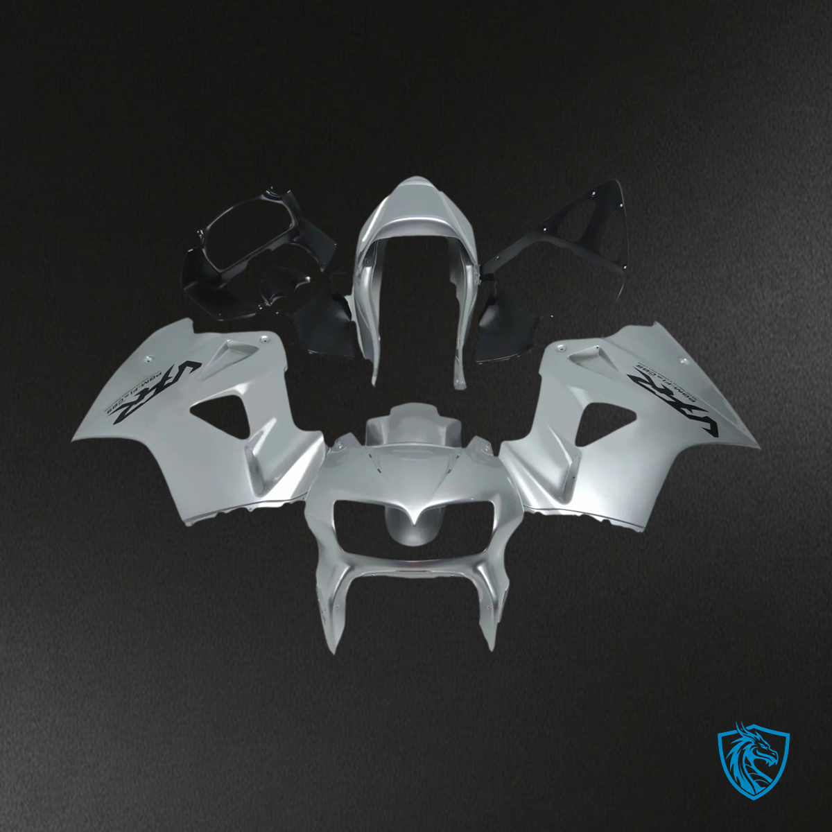 Honda VFR800 (1998-2001) Silver & Black ABS Fairing Kit - Side View