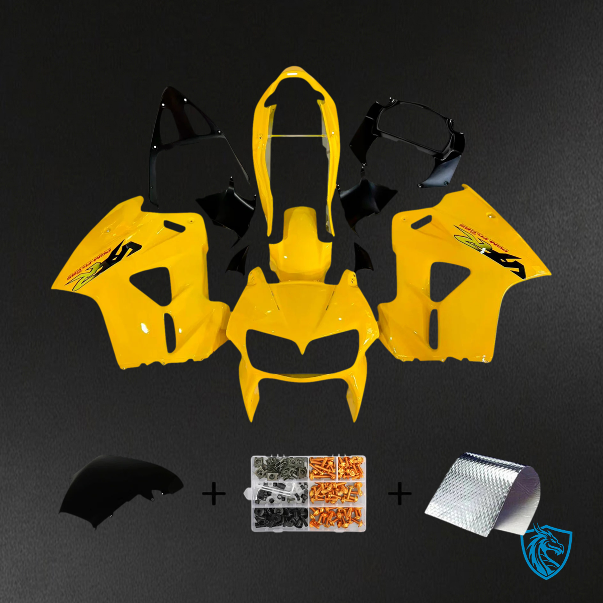 Honda VFR800 (1998-2001) Yellow ABS Fairing Kit - Front View