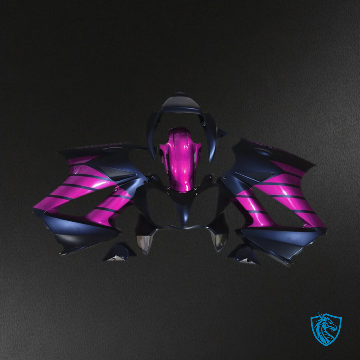 Honda VFR800 (2002-2012) Matte Black & Pink Fairing Kit - Aftermarket ABS Bodywork