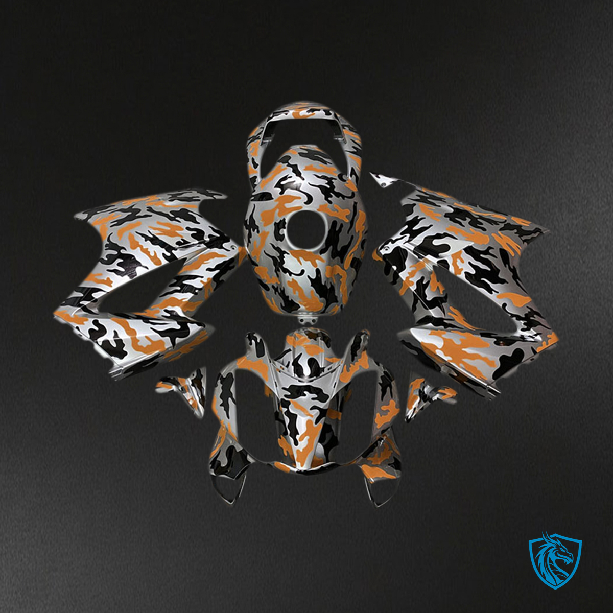 Honda VFR800 (2002-2012) Orange Camouflage Motorcycle - Fairing Kit | ABS Bodywork
