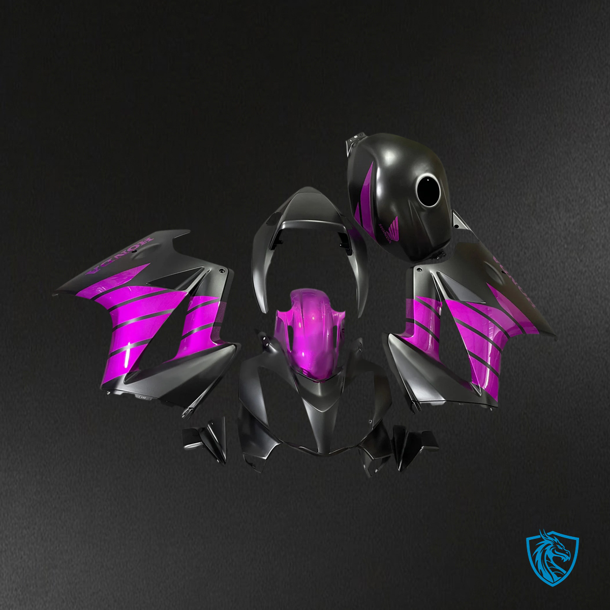 Honda VFR800 (2002-2012) Purple & Black ABS Fairing Kit - Side View
