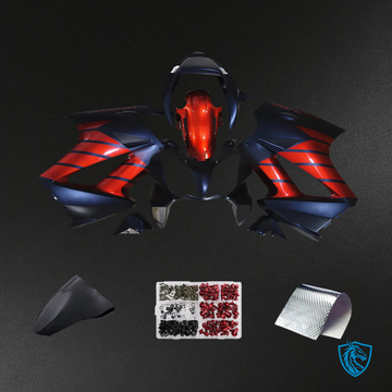 Honda VFR800 (2002-2012) Red & Dark Blue ABS Fairing Kit - Front View