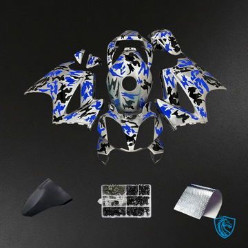 Honda VFR800 (2002-2012) Silver Black & Blue ABS Fairing Kit - Front View