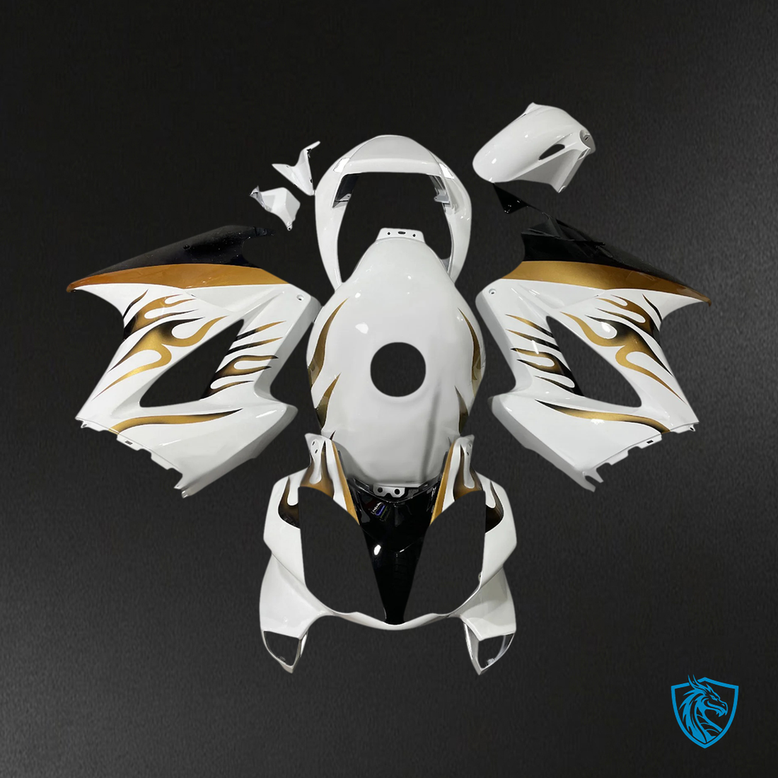 Honda VFR800 (2002-2012) White & Gold - Fairing Kit