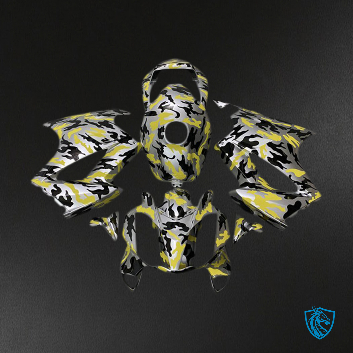 Honda VFR8000 (2002-2012) Yellow Camouflage Motorcycle - Custom ABS Fairing Kit