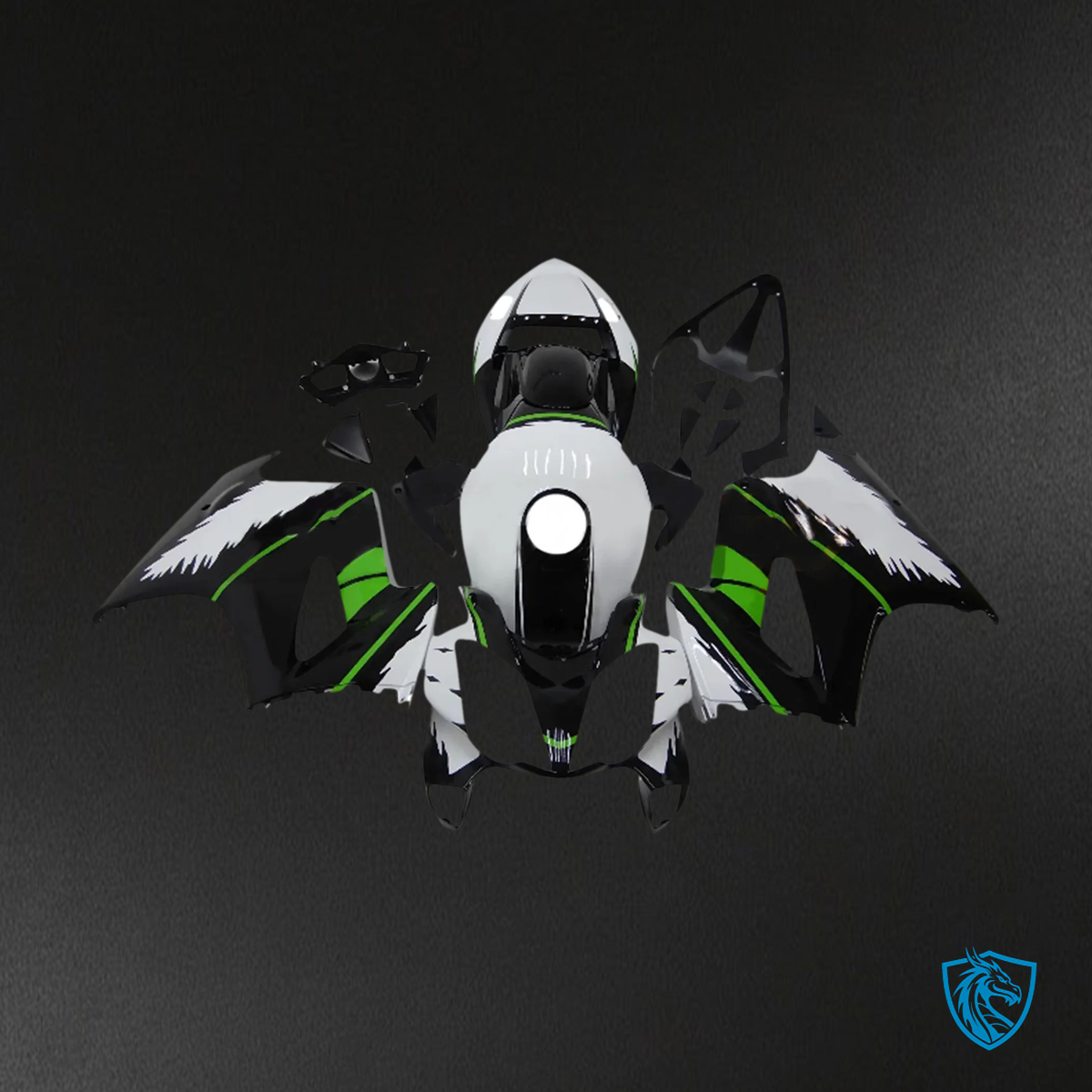 Honda VFR800 (2002-2013) Black & White ABS Fairing Kit - Right Side View