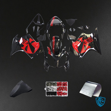 Honda VFR800 (2002-2013) Black & Red ABS Fairing Kit - Front View