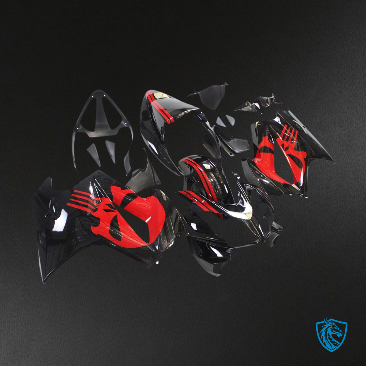 Honda VFR800 (2002-2013) Black & Red ABS Fairing Kit - Left Side View