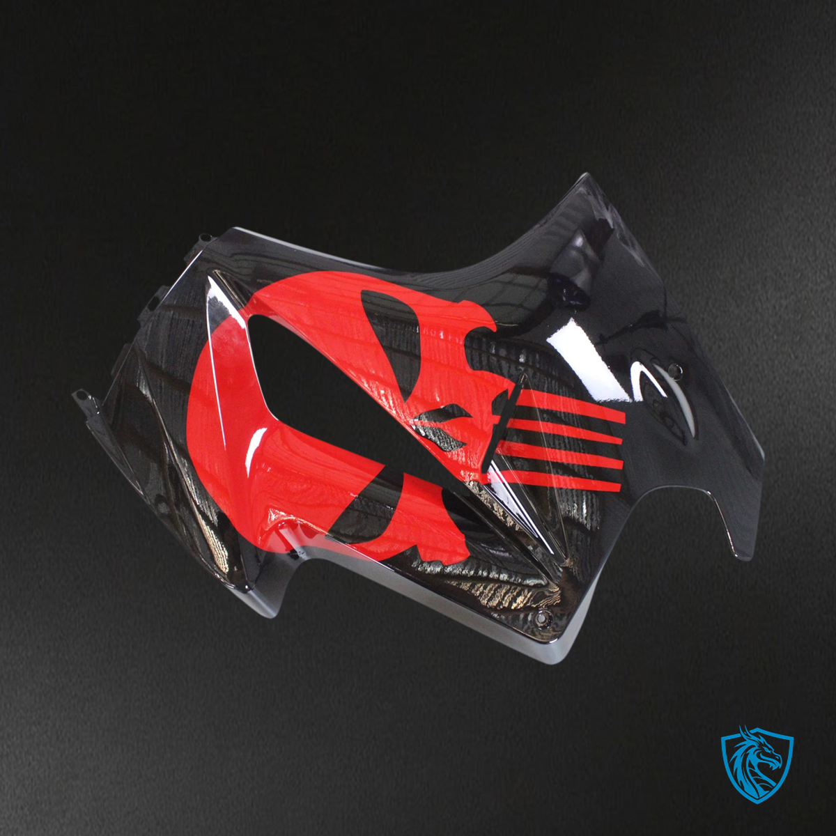 Honda VFR800 (2002-2013) Black & Red ABS Fairing Kit - Upper Fairing View