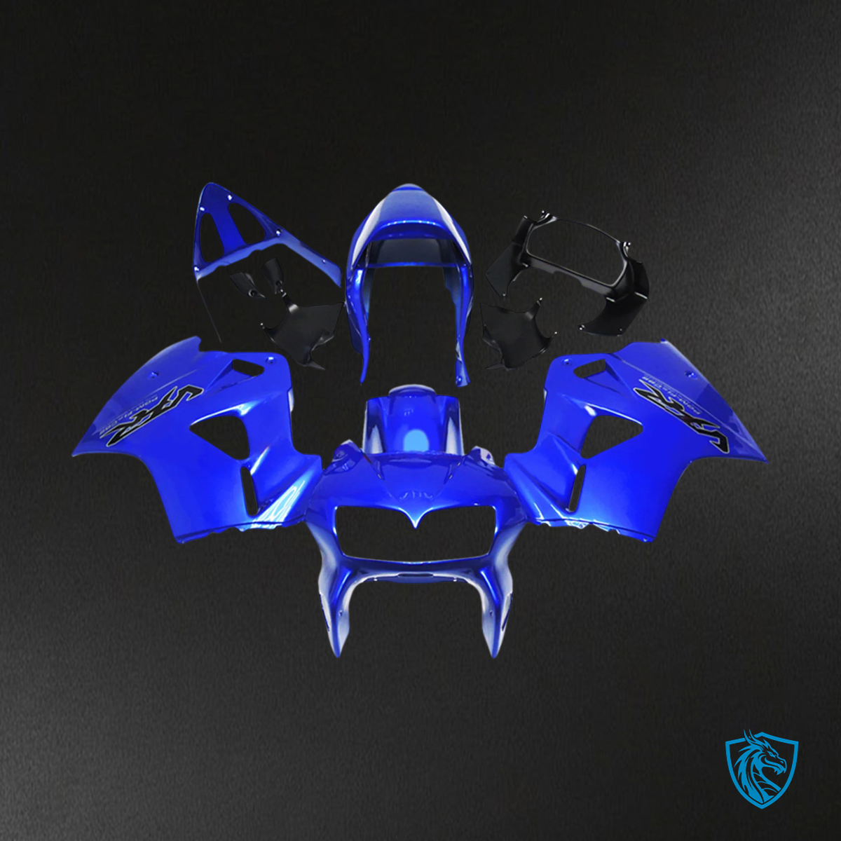 Honda VFR800 (2002-2013) Blue ABS Fairing Kit - Right Side View
