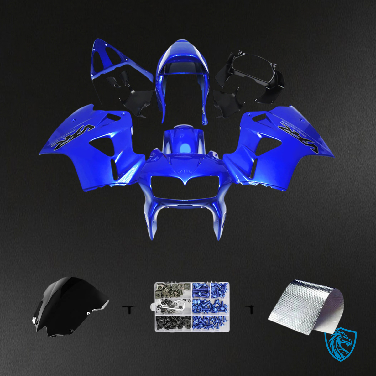 Honda VFR800 (2002-2013) Blue ABS Fairing Kit - Front View