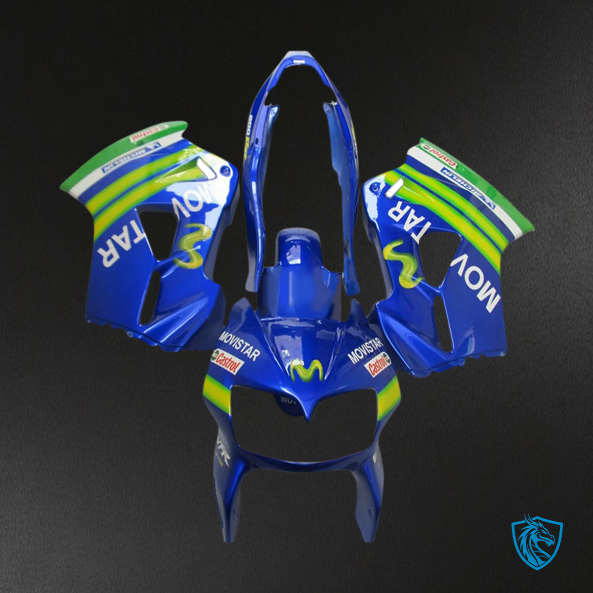 Honda VFR800 (2002-2013) Blue & Green ABS Fairing Kit - Right Side View