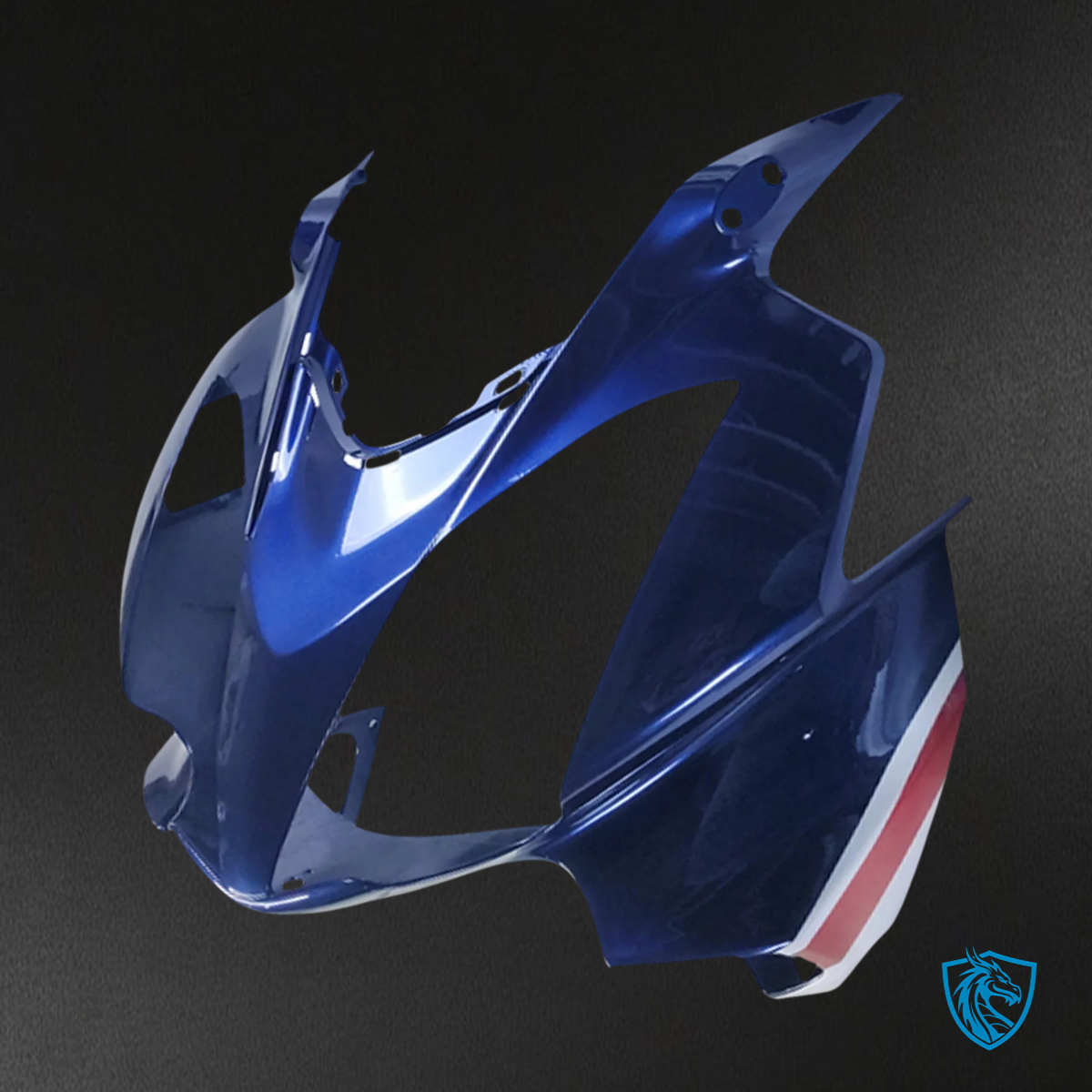 Honda VFR800 (2002-2013) Blue & White Style 1 ABS Fairing Kit - Upper Fairing View