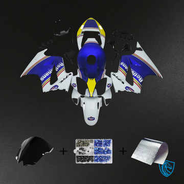 Honda VFR800 (2002-2013) Blue & White Style 2 ABS Fairing Kit - Front View