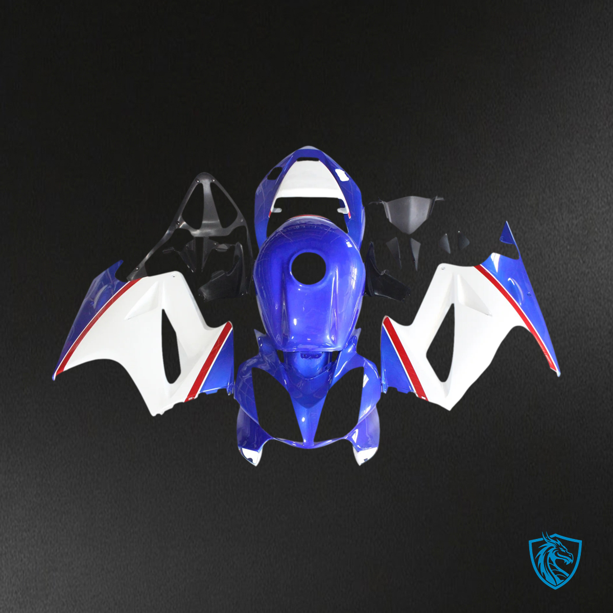 Honda VFR800 (2002-2013) Blue & White Style 3 ABS Fairing Kit - Right Side View