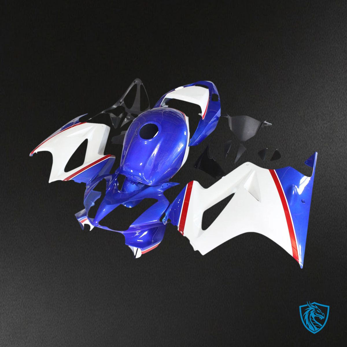 Honda VFR800 (2002-2013) Blue & White Style 3 ABS Fairing Kit - Left Side View