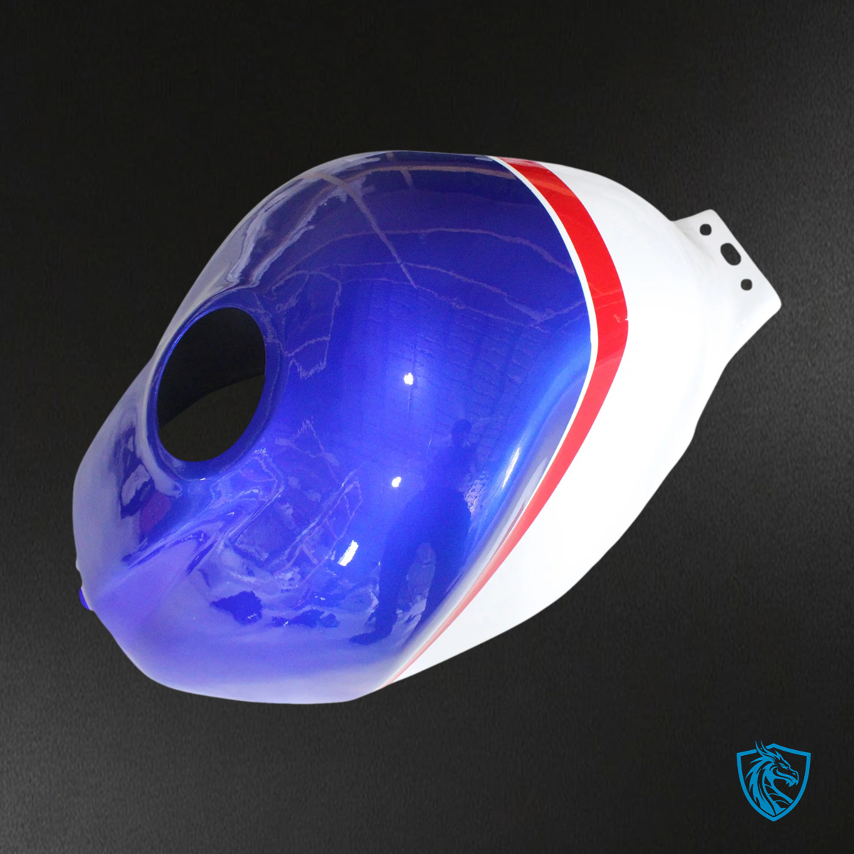 Honda VFR800 (2002-2013) Blue & White Style 3 ABS Fairing Kit - Tail Section View