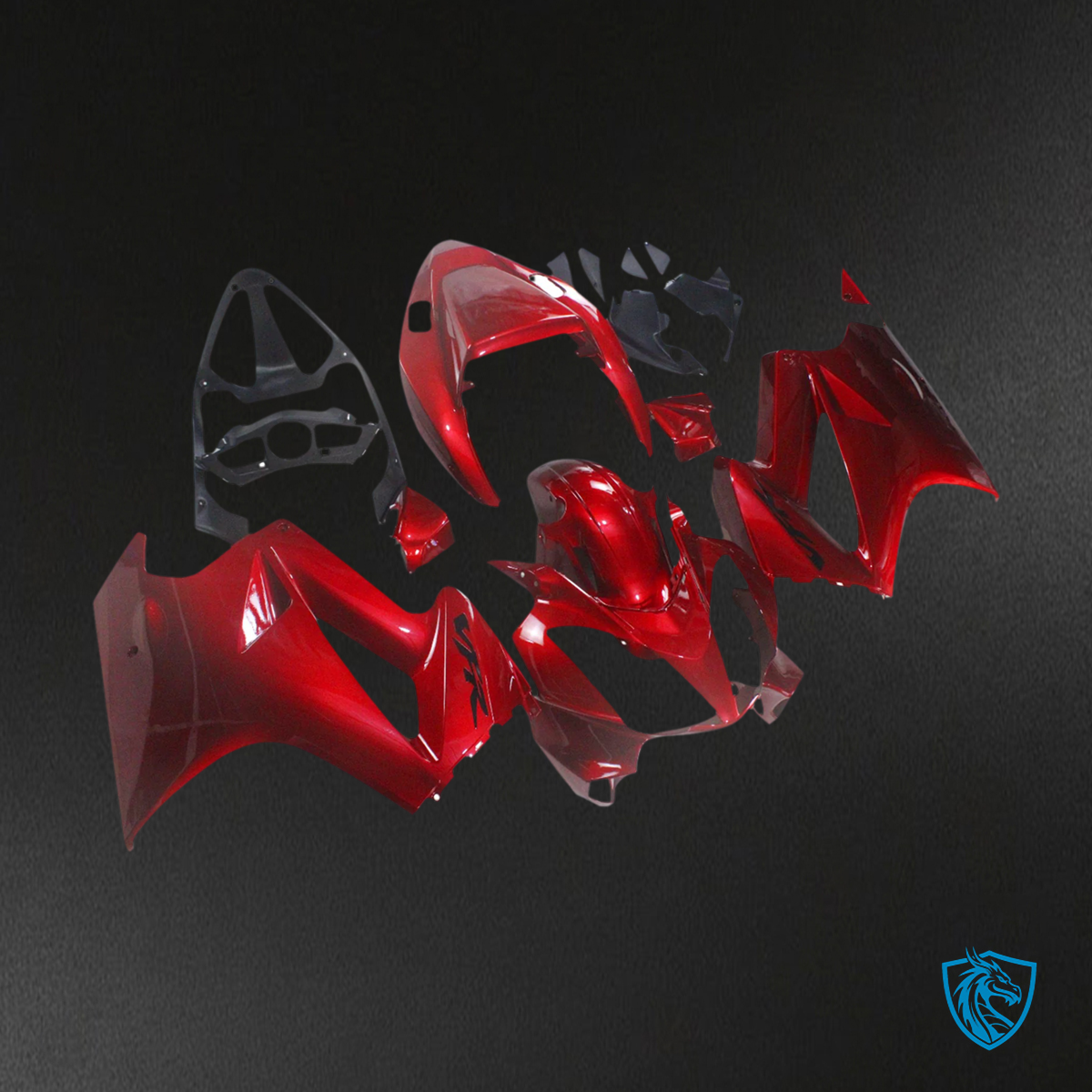 Honda VFR800 2002-2013 Dark Red ABS Fairing Kit - Rear View