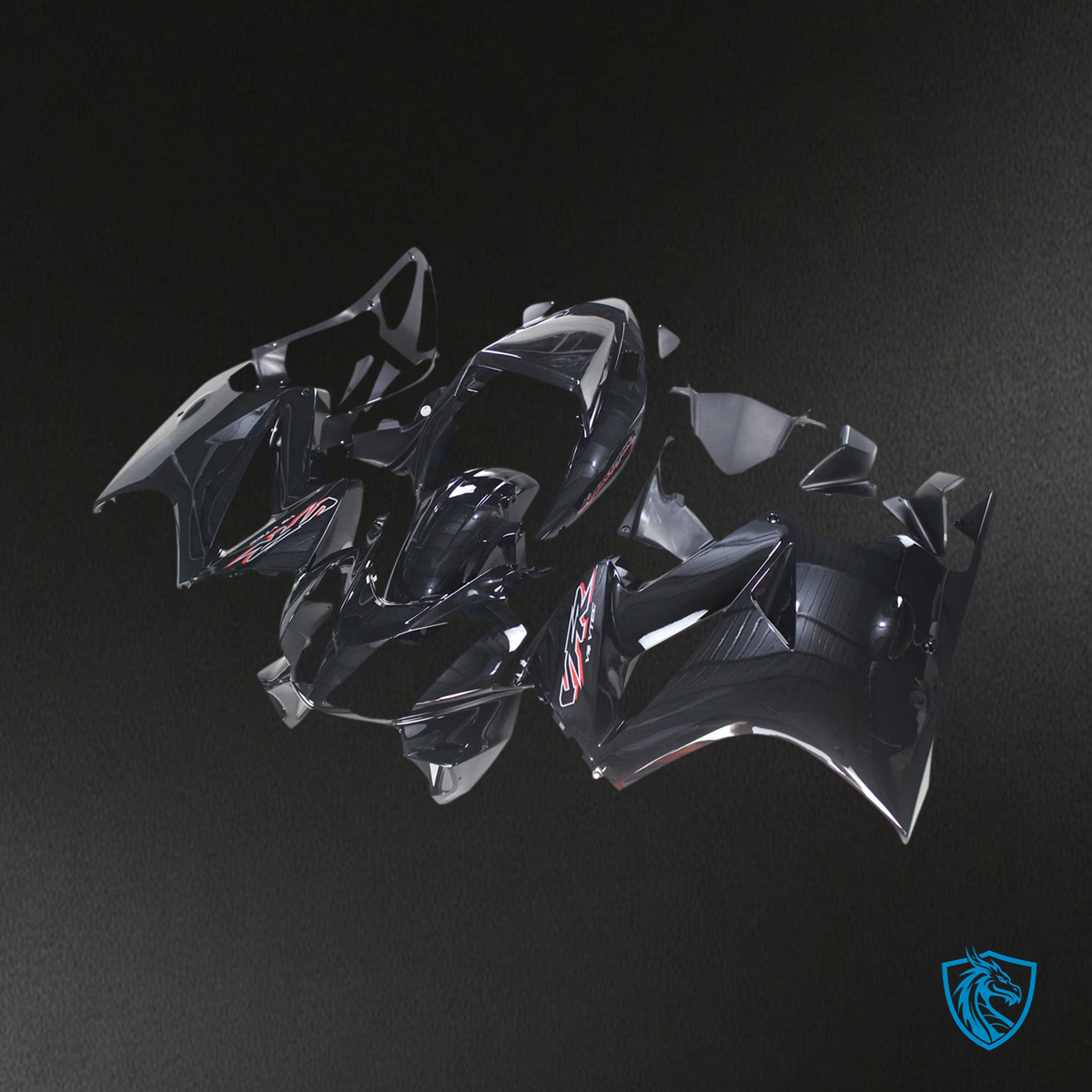 Honda VFR800 2002-2013 Black ABS Fairing Kit, rear view