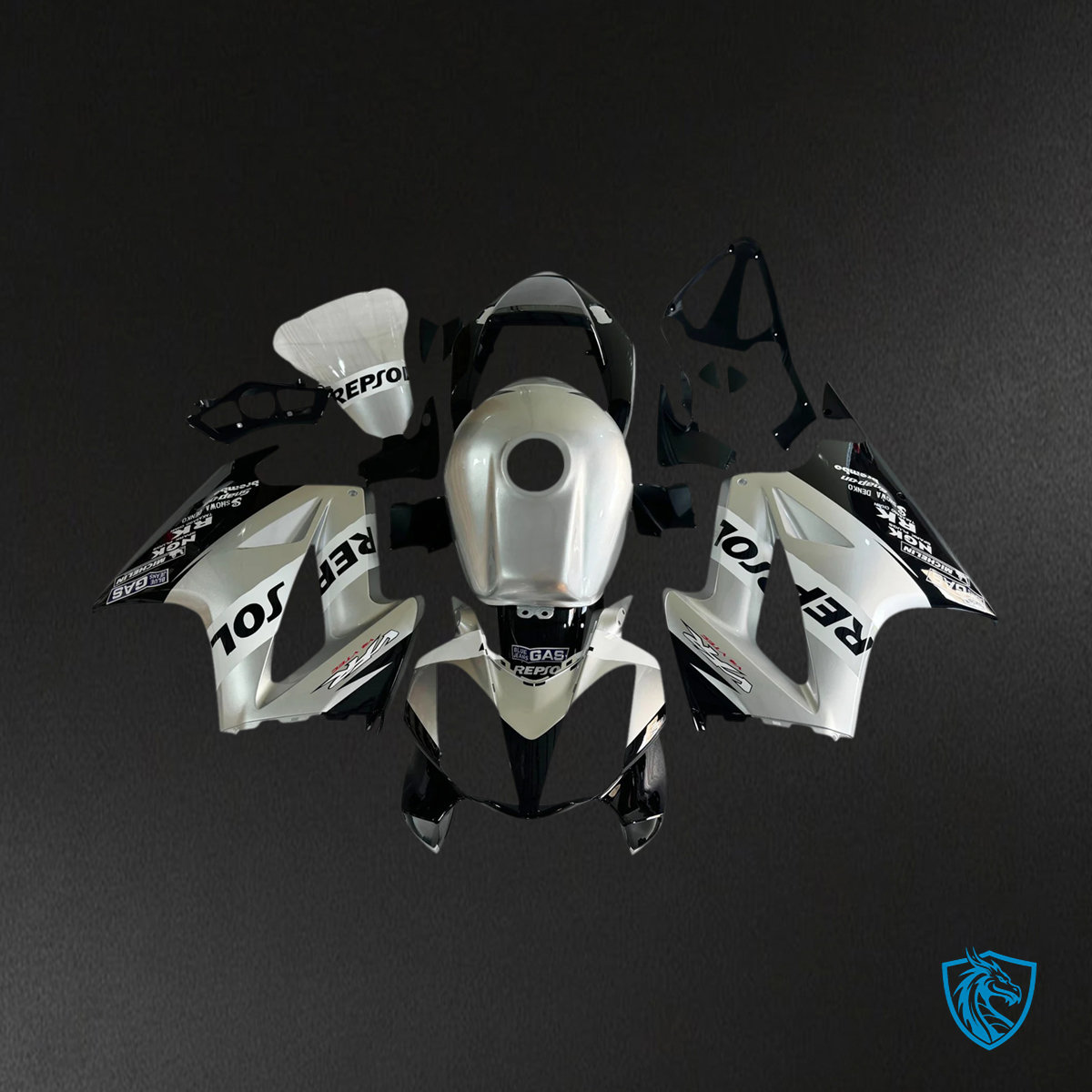 Honda VFR800 (2002-2013) Gray & Black ABS Fairing Kit - Right Side View