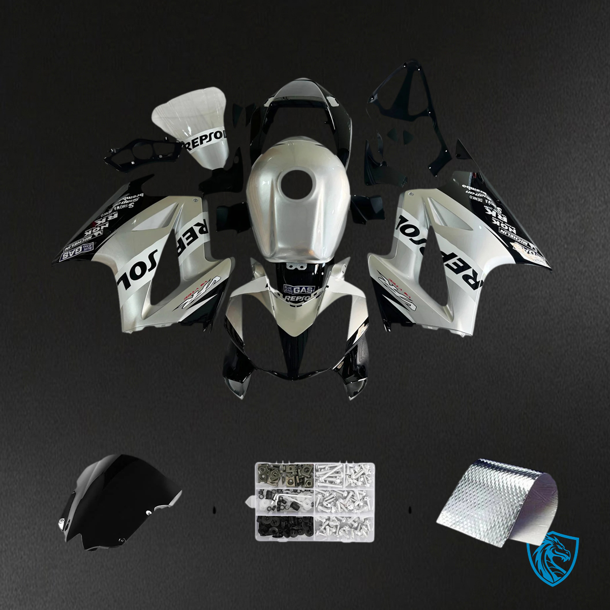 Honda VFR800 (2002-2013) Gray & Black ABS Fairing Kit - Front View