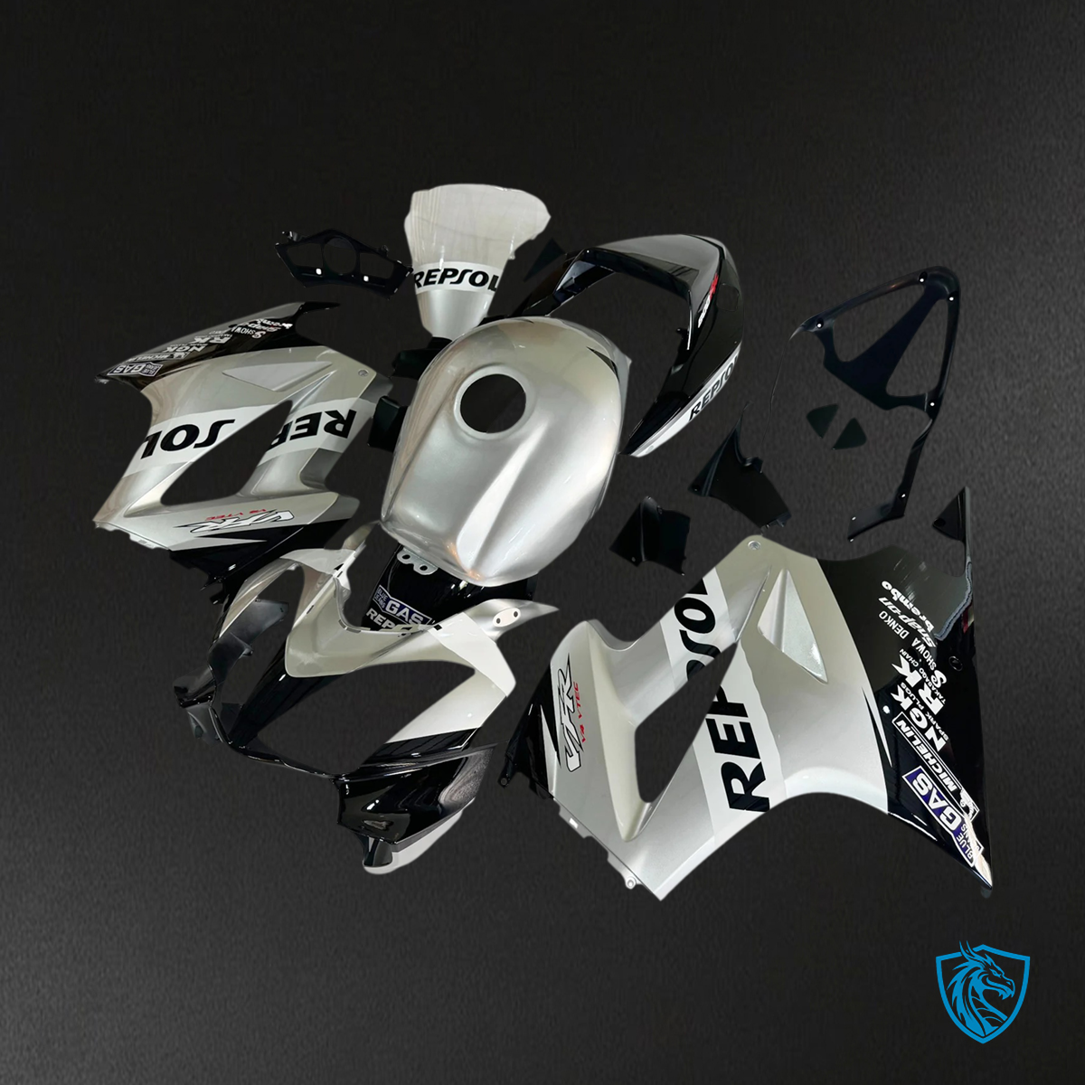 Honda VFR800 (2002-2013) Gray & Black ABS Fairing Kit - Rear View