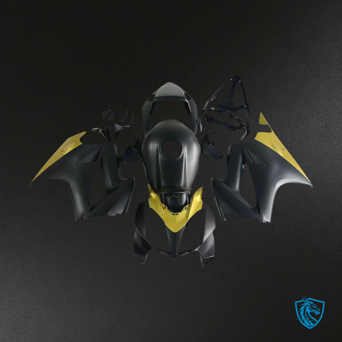 Honda VFR800 (2002-2013) Black & Gold ABS Fairing Kit - Full Kit View