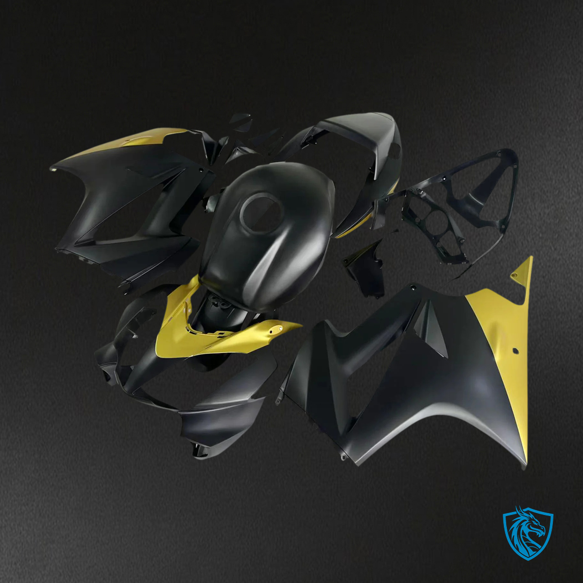 Honda VFR800 (2002-2013) Black & Gold ABS Fairing Kit - Left Side View