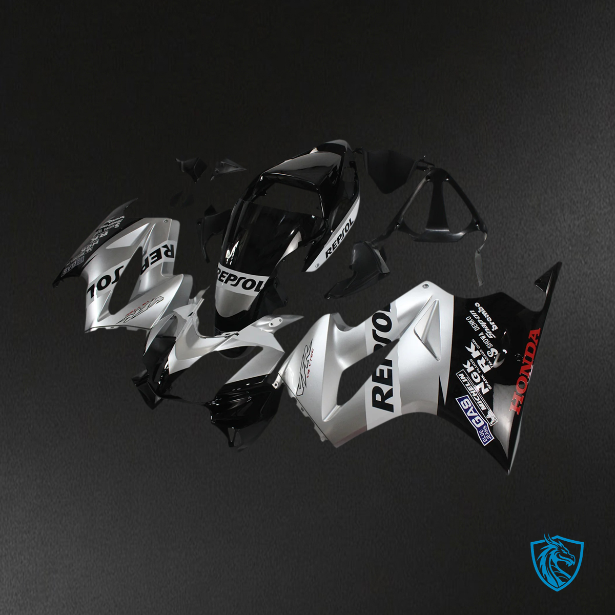 Honda VFR800 (2002-2013) Silver & Black - Fairing Kit