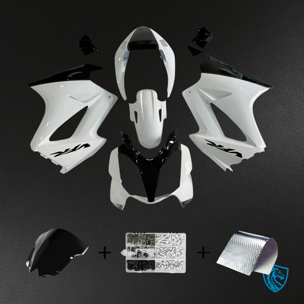 Honda VFR800 (2002-2013) White & Black - Fairing Kit