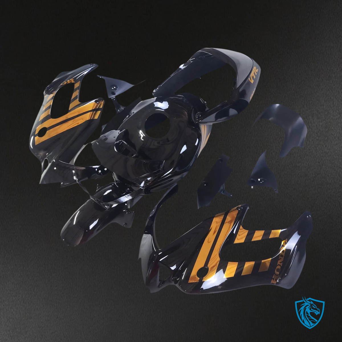 Honda VTR1000 F (1997-2005) Black & Gold - Fairing Kit
