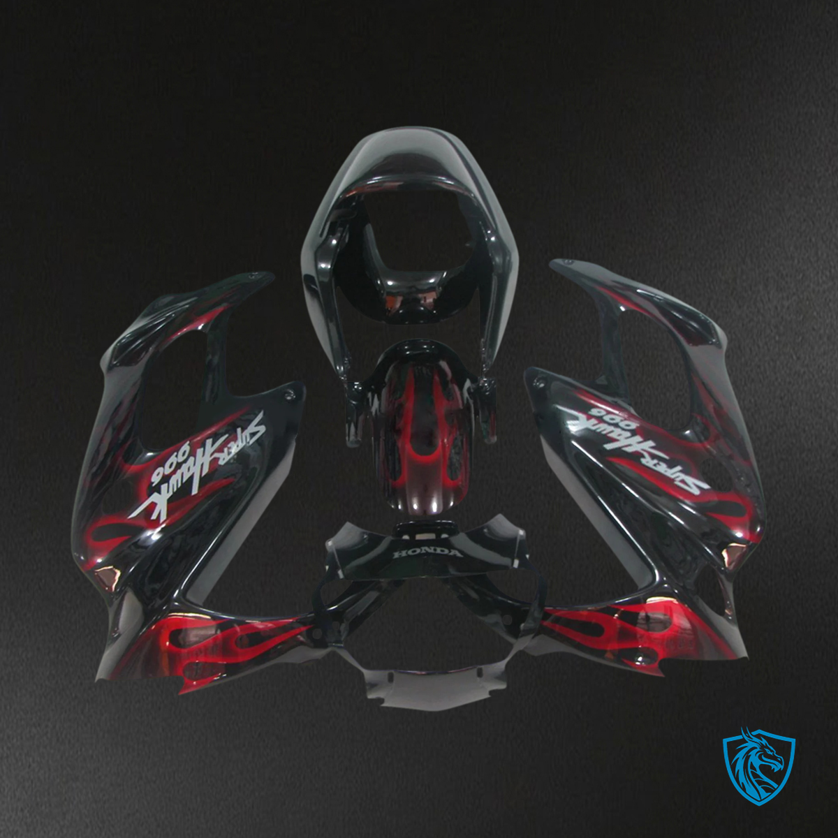 Honda VTR1000 F (1997-2005) Black & Red Flame - Fairing Kit