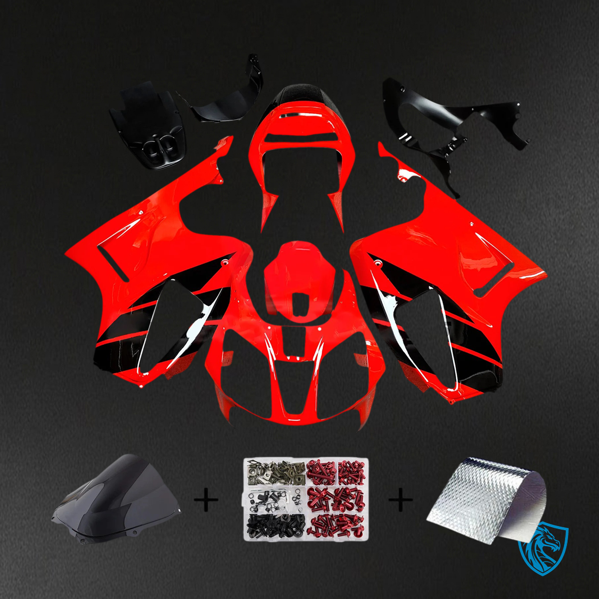 Honda VTR1000 RC51 (2000-2006) Red & Black - Fairing Kit