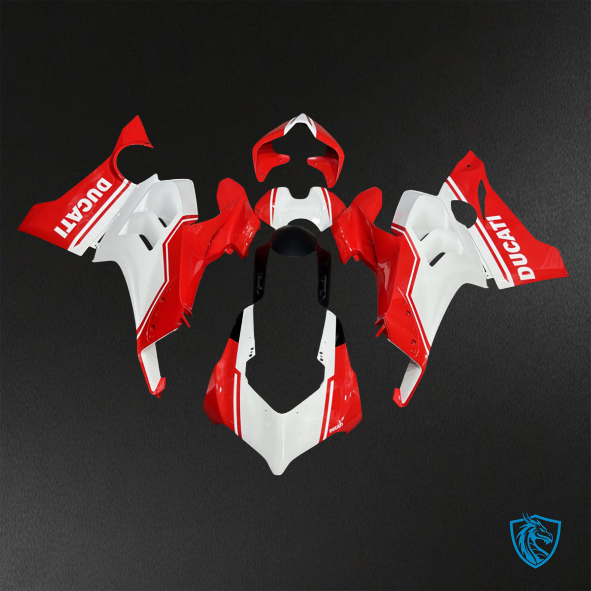 Ducati Panigale V4/V4S (2020-2021) Gloss Red & White - Custom ABS Fairing Kit