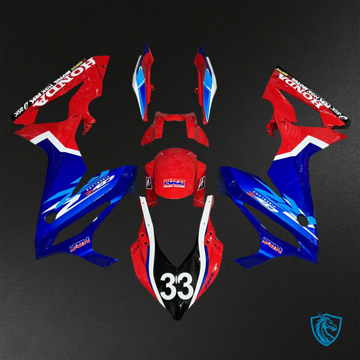 Honda CBR650R (2021-2023) Gloss Red, Blue & White- Custom ABS Fairing Kit