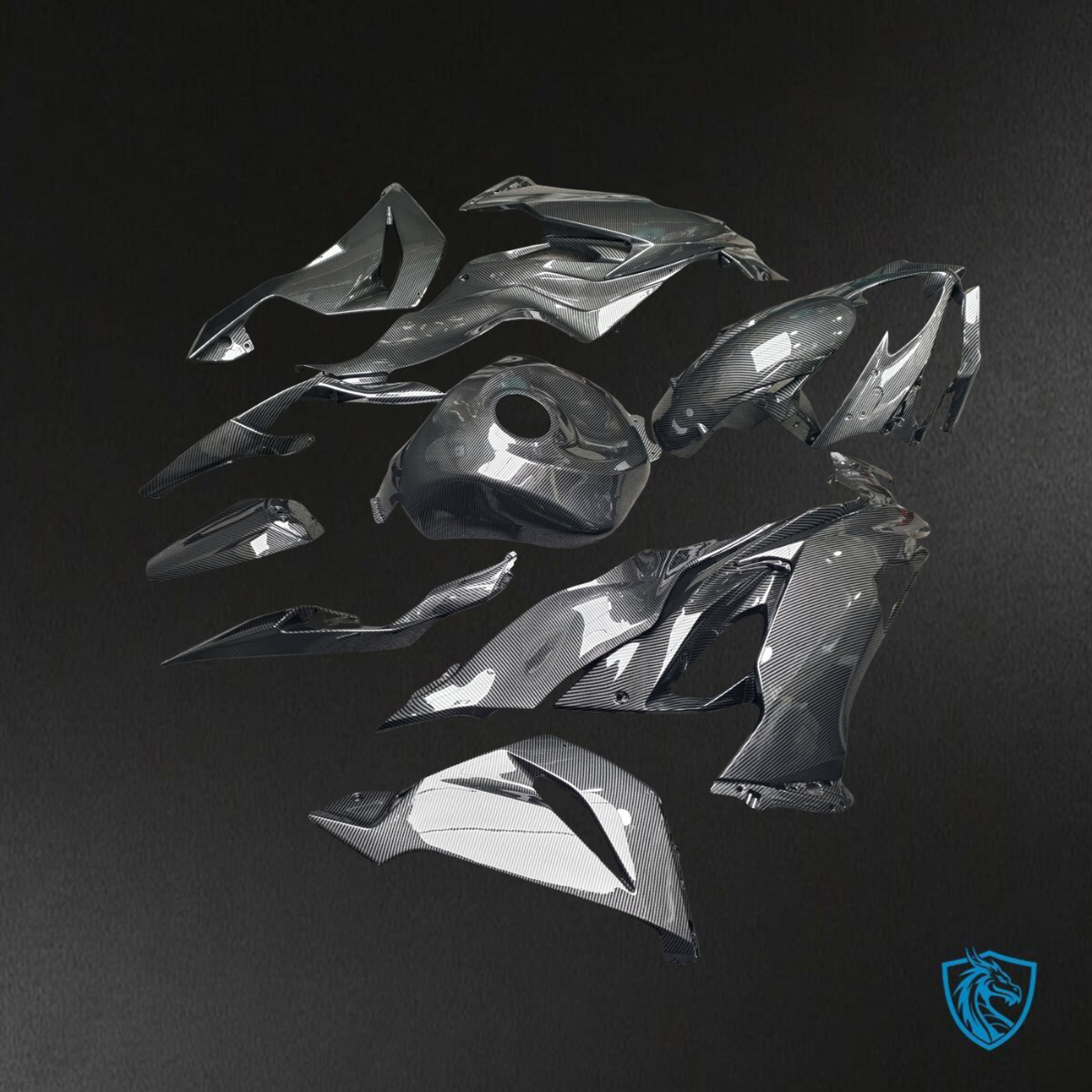 Kawasaki ZX6R (2019-2023) Gloss Black Carbon Fiber - Replacement Motorcycle Fairings Kit