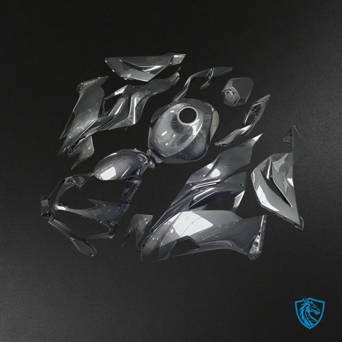 Kawasaki ZX6R (2019-2023) Gloss Black Carbon Fiber - Replacement Motorcycle Fairings Kit
