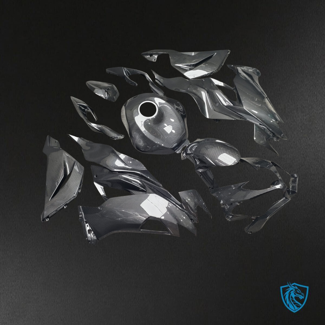 Kawasaki ZX6R (2019-2023) Gloss Black Carbon Fiber - Replacement Motorcycle Fairings Kit