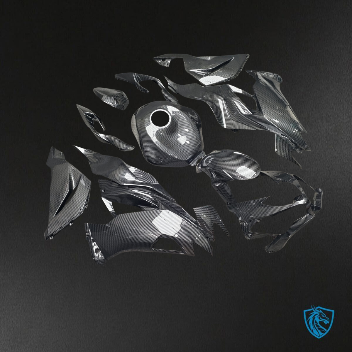 Kawasaki ZX6R (2019-2023) Gloss Black Carbon Fiber - Replacement Motorcycle Fairings Kit