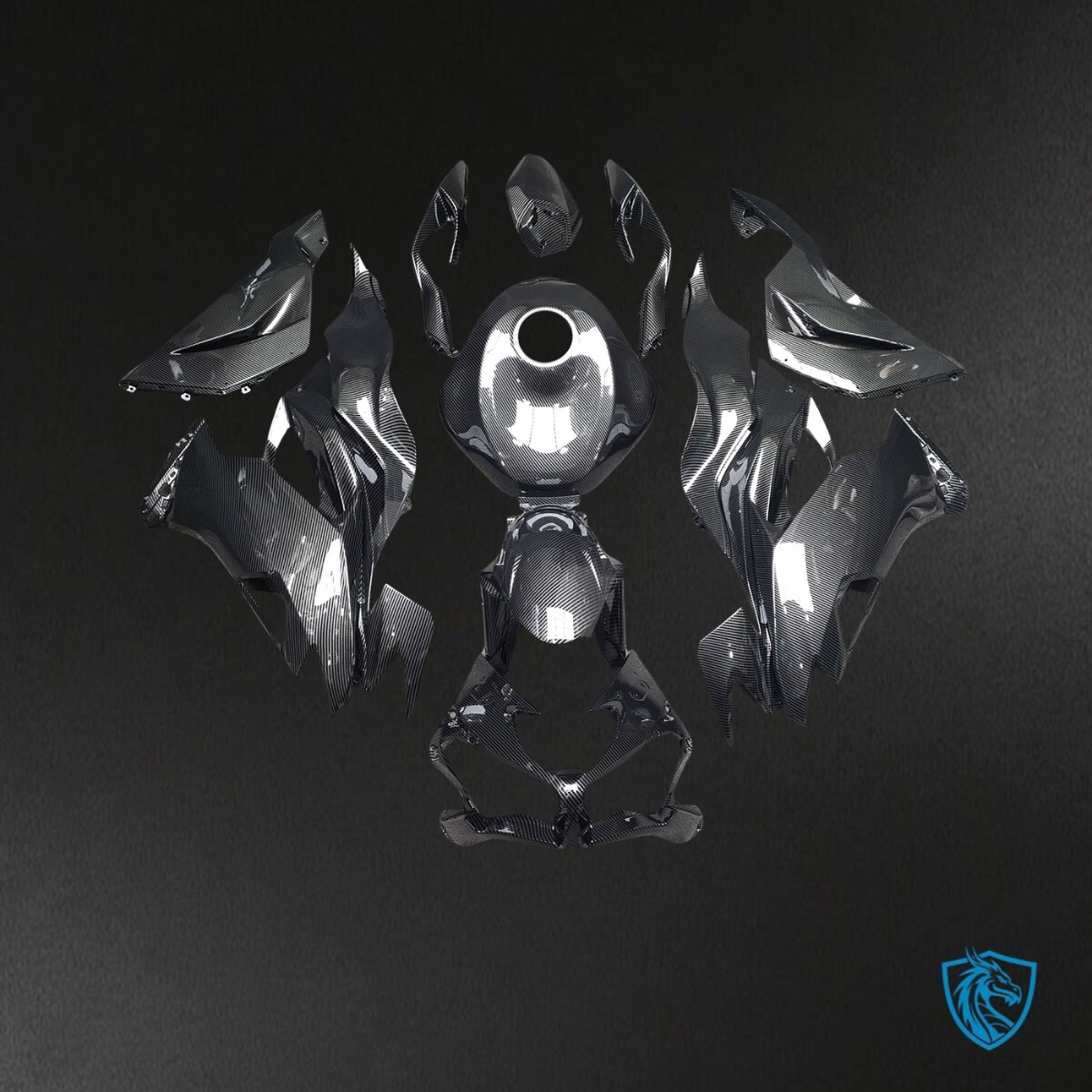 Kawasaki ZX6R (2019-2023) Gloss Black Carbon Fiber - Replacement Motorcycle Fairings Kit