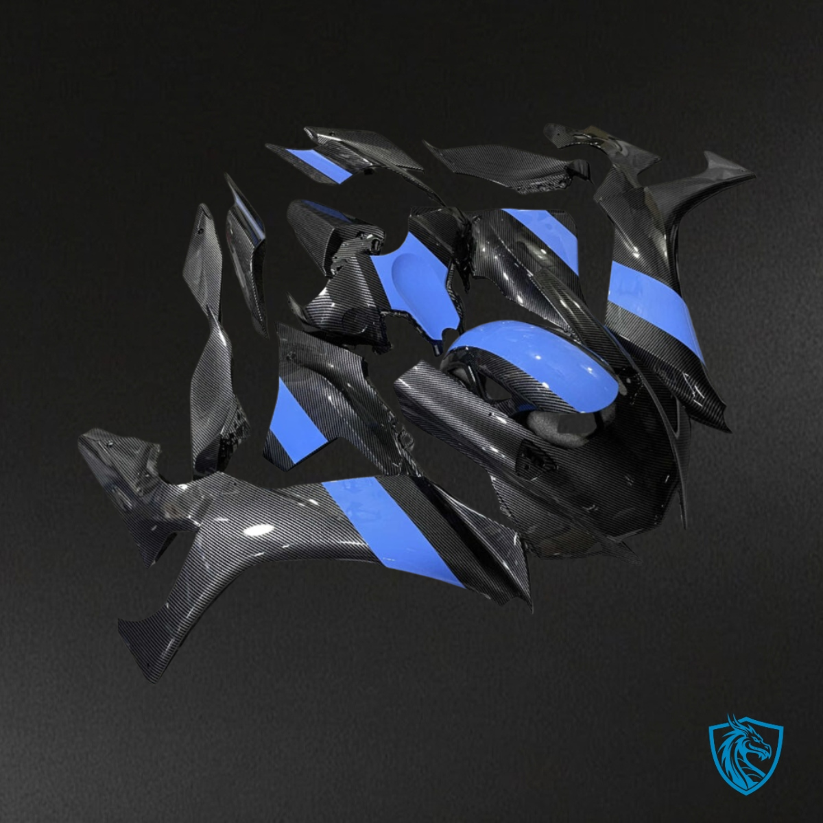 Yamaha R1 (2020-2025) Blue & Black Carbon Fiber Style Fairing Kit | ABS Bodywork