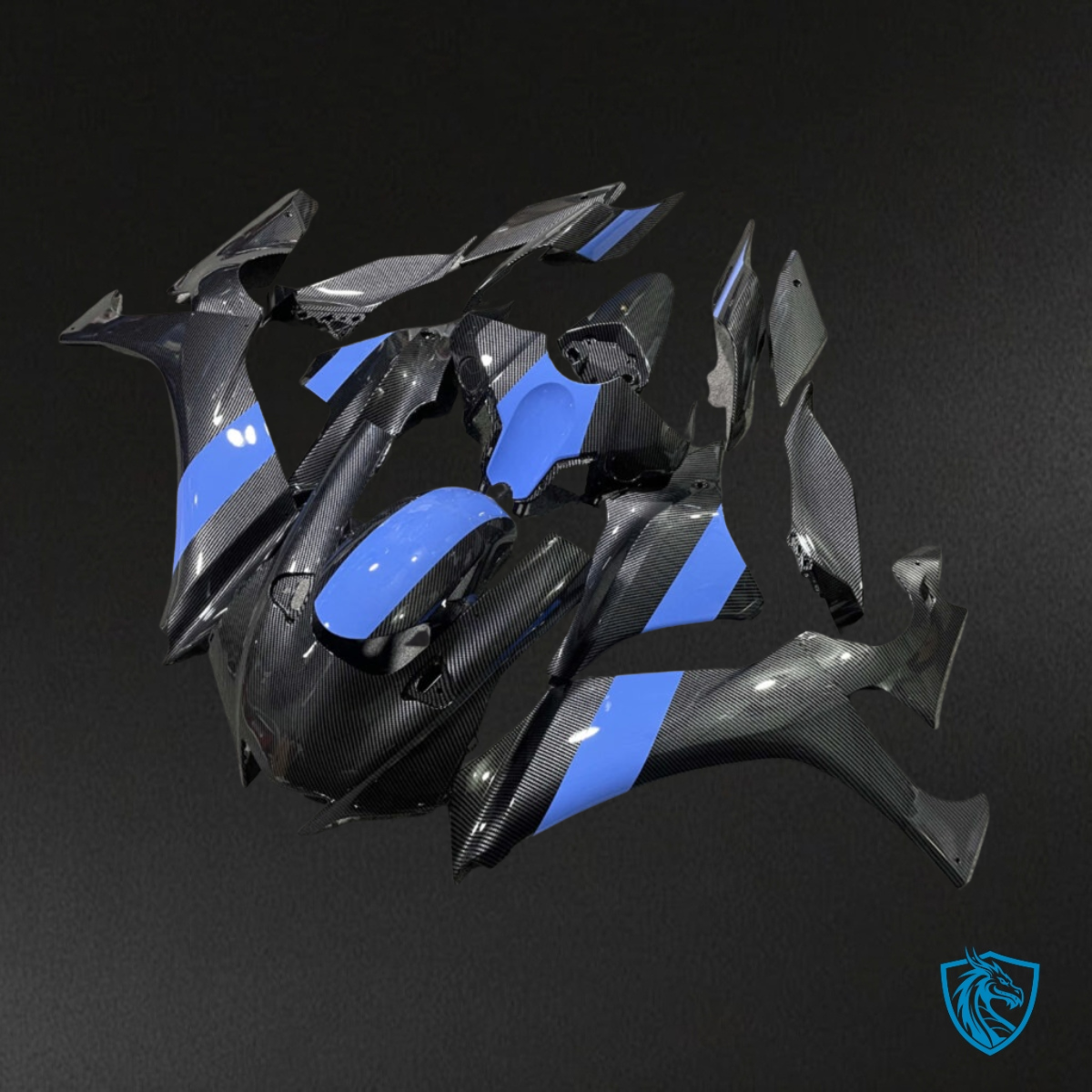 Yamaha R1 (2020-2025) Blue & Black Carbon Fiber Style Fairing Kit | ABS Bodywork