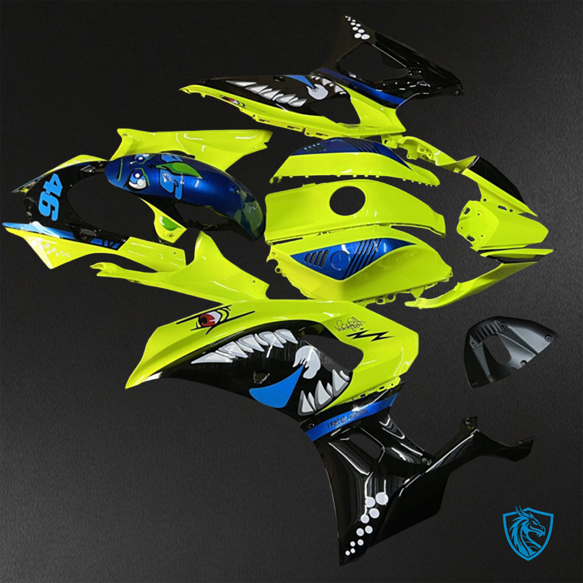 Yamaha R7 (2021-2025) Gloss Yellow & Black Shark Fairings Kit - Aftermarket ABS Bodywork
