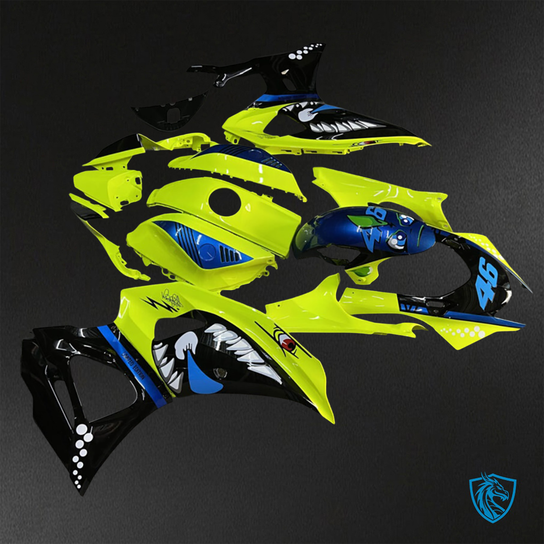 Yamaha R7 (2021-2025) Gloss Yellow & Black Shark Fairings Kit - Aftermarket ABS Bodywork