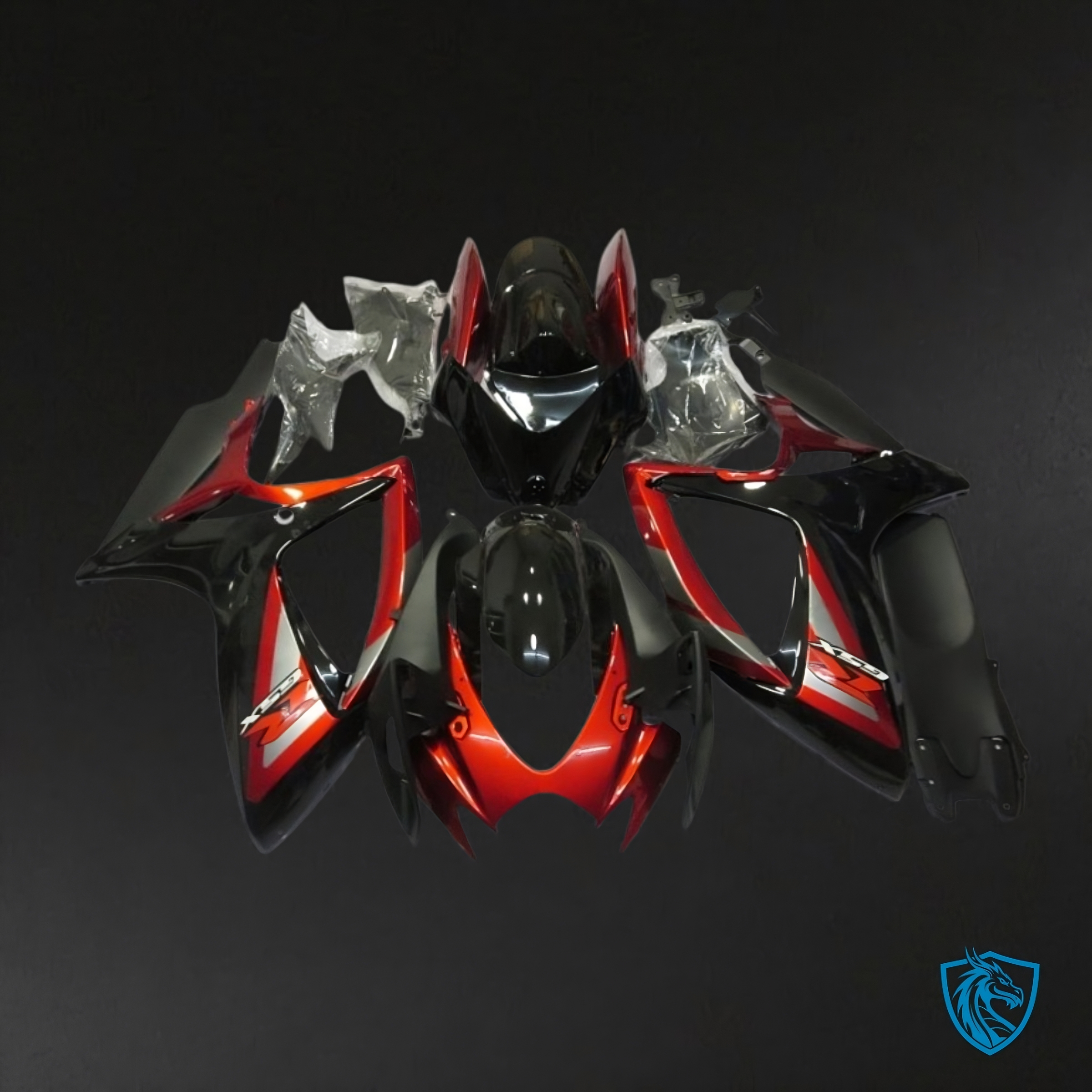 Suzuki GSXR600/750 (2006-2007) Red & Logos Black - MERGEment Motorcycle Fairings Kit