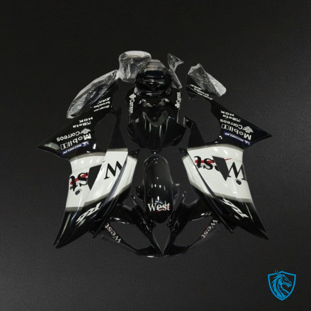 Yamaha YZF R6 (2008-2016) White & Black West - Custom ABS Fairing Kit