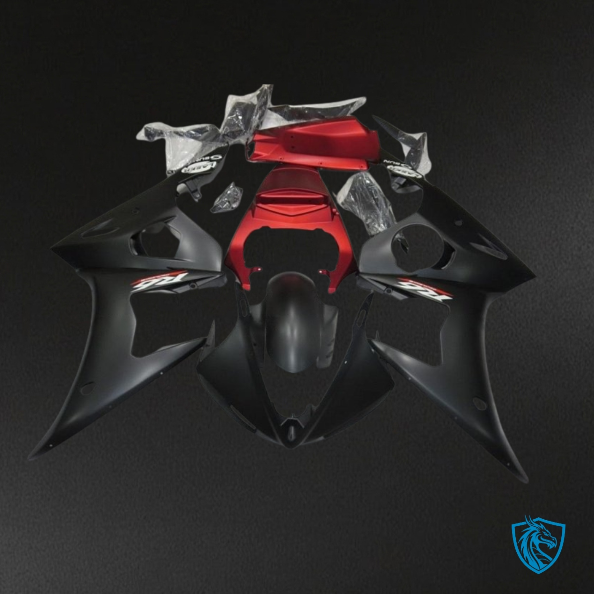 Yamaha YZF R6 (2003-2004) Matte Black & Red - Custom ABS Fairing Kit