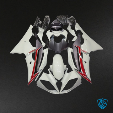 Yamaha YZF R6 (2008-2016) White & Red Stripe Fairings Kit | ABS Bodywork