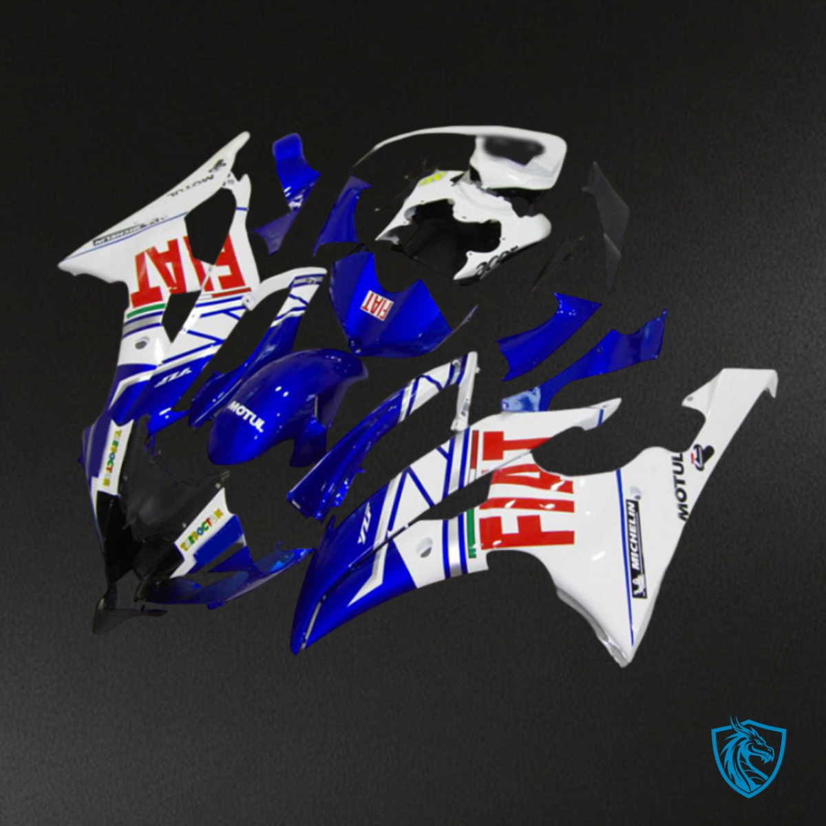 Yamaha YZF R6 (2008-2016) White, Black & Blue with Fiat Logo Fairing Kit | ABS Bodywork